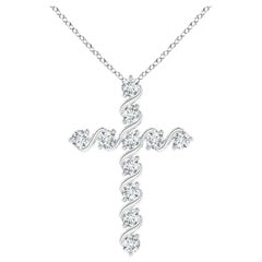 Angara Natural Prong und Bar Set Diamond Cross Anhänger in 14K Weißgold