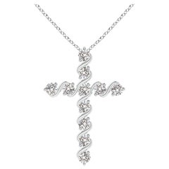 Angara Natural Prong und Bar Set Diamond Cross Anhänger in 14K Weißgold
