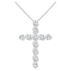 Angara Natural Prong und Bar Set Diamond Cross Anhänger in 14K Weißgold