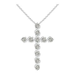 Angara Natural Prong and Bar Set Diamond Cross Pendant in 14K White Gold