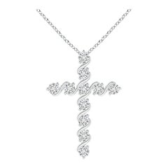 Angara Natural Prong und Bar Set Diamond Cross Anhänger in 14K Weißgold