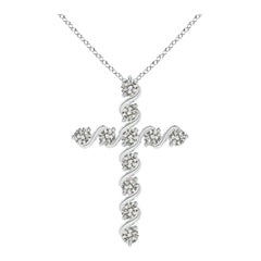 Angara Natural Prong und Bar Set Diamond Cross Anhänger in 14K Weißgold