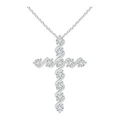 Angara Natural Prong und Bar Set Diamond Cross Anhänger in 14K Weißgold