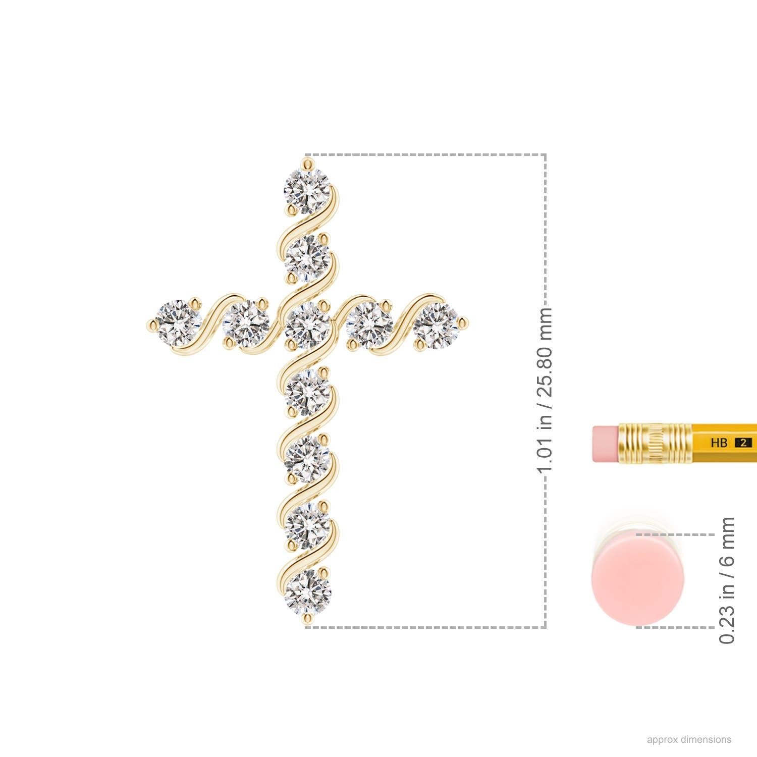 Angara Natural Prong und Bar Set Diamant-Kreuz-Anhänger in 14K Gelbgold (Rundschliff) im Angebot