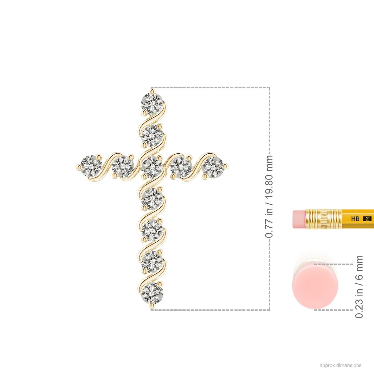 Angara Natural Prong und Bar Set Diamant-Kreuz-Anhänger in 14K Gelbgold (Rundschliff) im Angebot
