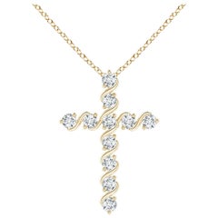 Angara Natural Prong und Bar Set Diamant-Kreuz-Anhänger in 14K Gelbgold