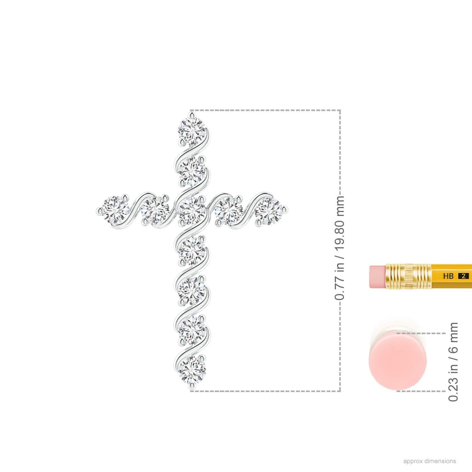 Angara Natural Prong und Bar Set Diamond Cross Anhänger in Platin für Frauen (Rundschliff) im Angebot