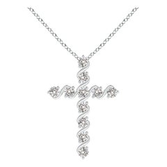 Angara Natural Prong and Bar Set Diamond Cross Pendant in Platinum for Women