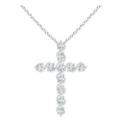 Angara Natural Prong and Bar Set Diamond Cross Pendant in Platinum for Women