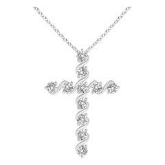 Angara Natural Prong and Bar Set Diamond Cross Pendant in Platinum for Women
