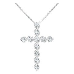 Angara Natural Prong and Bar Set Diamond Cross Pendant in Platinum for Women