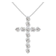 Angara Natural Prong and Bar Set Diamond Cross Pendant in Platinum for Women