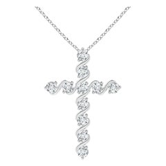 Angara Natural Prong and Bar Set Diamond Cross Pendant in Platinum for Women