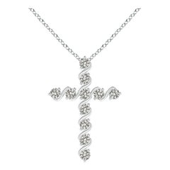 Angara Natural Prong and Bar Set Diamond Cross Pendant in Platinum for Women