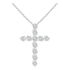 Angara Natural Prong and Bar Set Diamond Cross Pendant in Platinum for Women