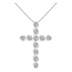 Angara Natural Prong and Bar Set Diamond Cross Pendant in Platinum for Women