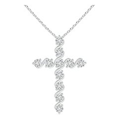 Angara Natural Prong and Bar Set Diamond Cross Pendant in Platinum for Women