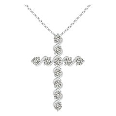 Angara Natural Prong and Bar Set Diamond Cross Pendant in Platinum for Women