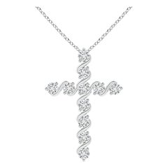 Angara Natural Prong and Bar Set Diamond Cross Pendant in Platinum for Women