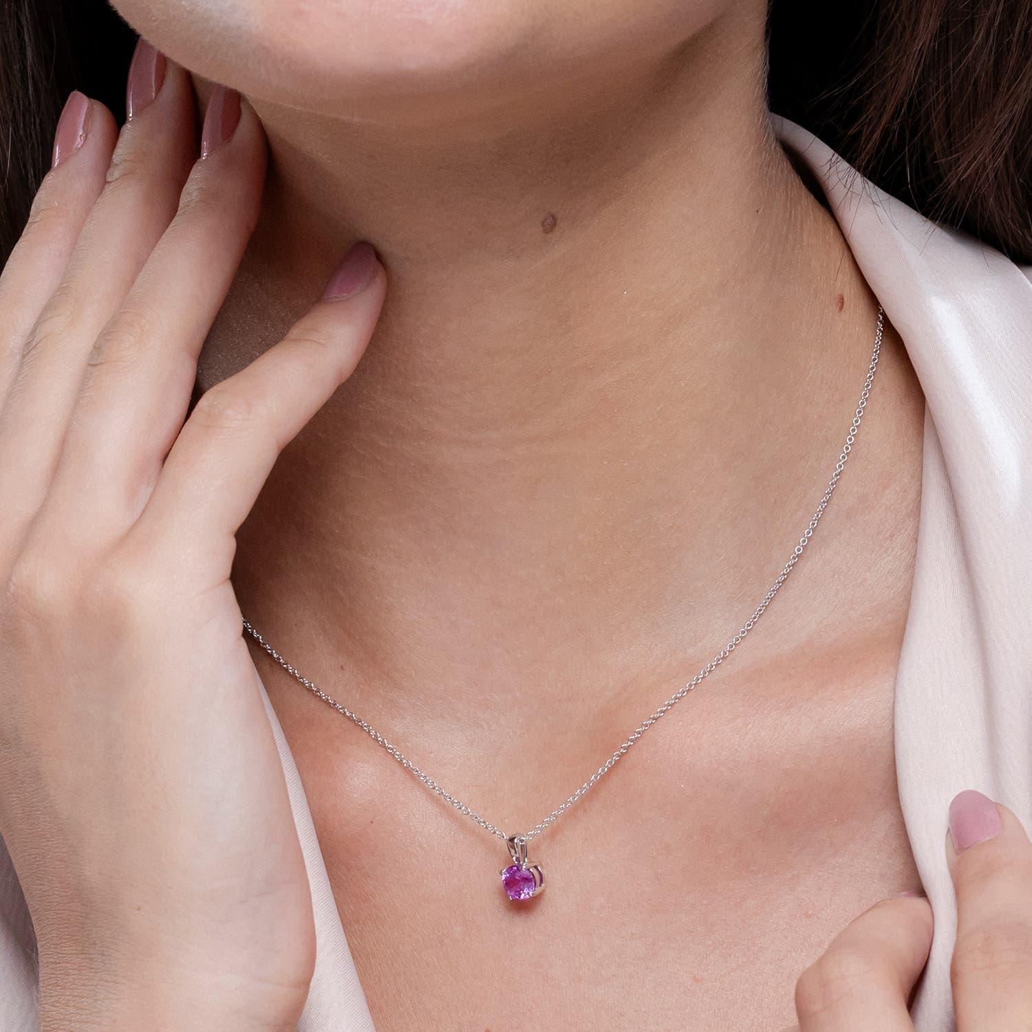 Angara natürlichen Prong-Set 1 ct rosa Saphir Solitär-Anhänger in 14K massivem Gold (Moderne) im Angebot