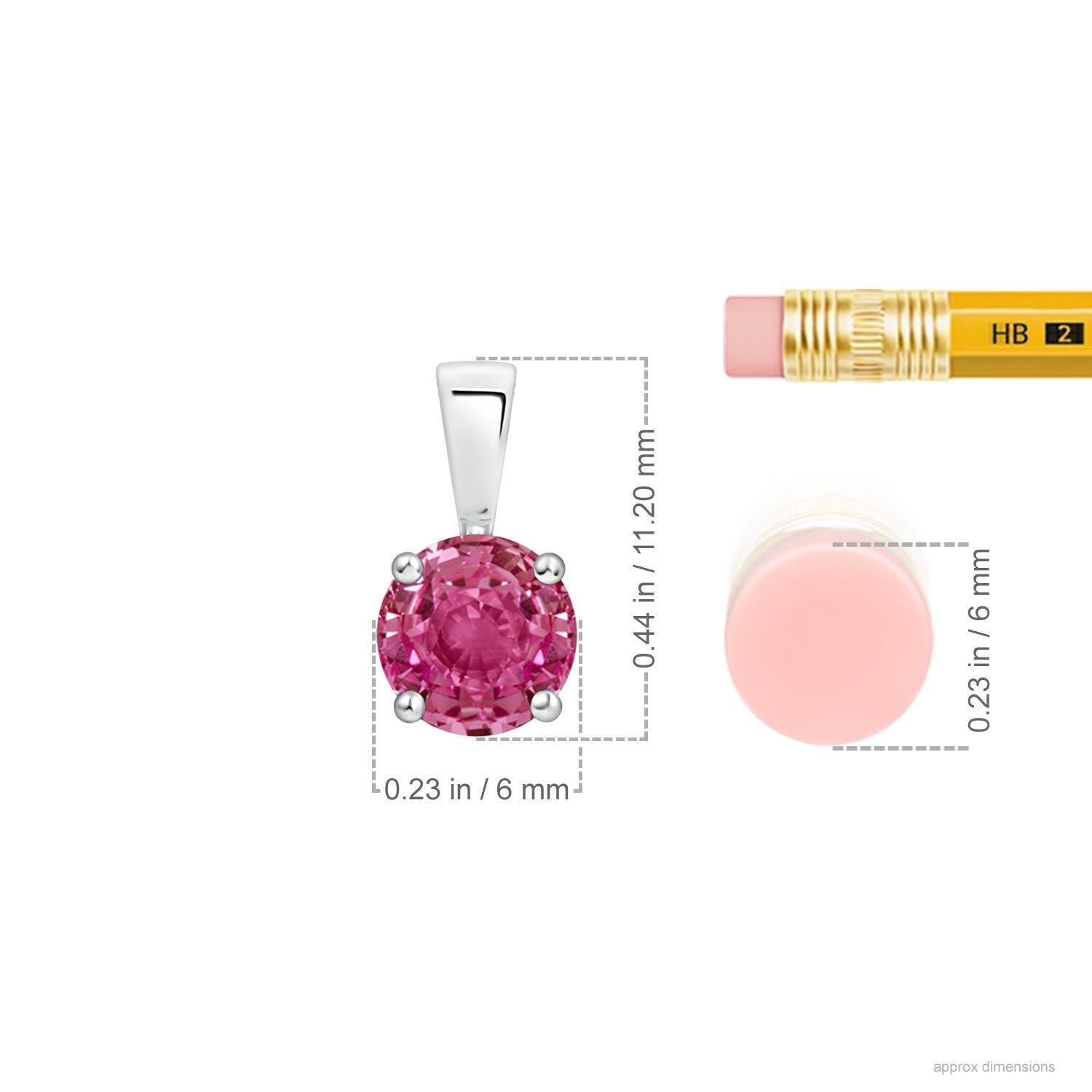 Angara natürlichen Prong-Set 1 ct rosa Saphir Solitär-Anhänger in 14K massivem Gold (Rundschliff) im Angebot