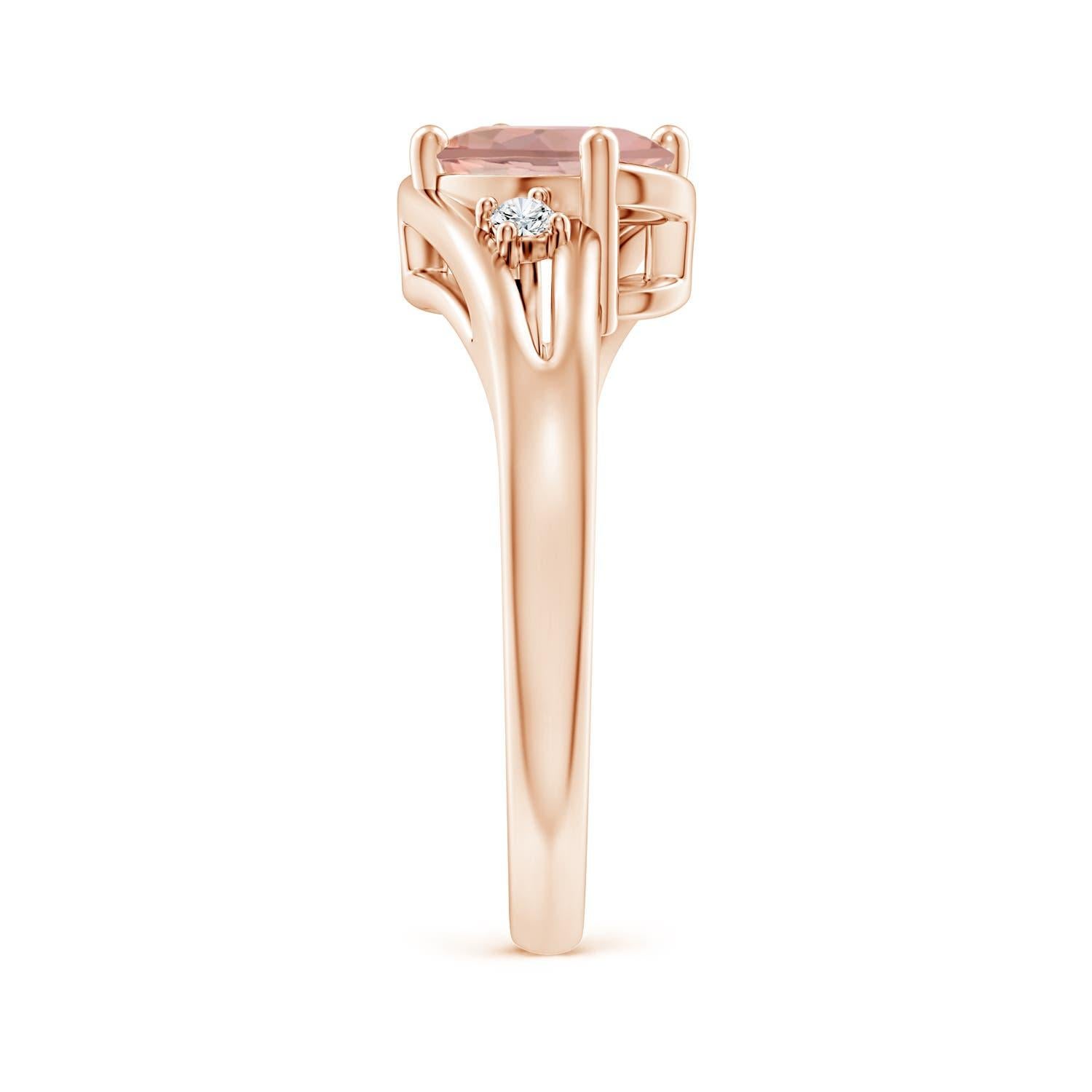 Angara natürlichen Prong-Set 1,1 ct Morganit und Diamant-Ring in 14K massivem Gold (Ovalschliff) im Angebot