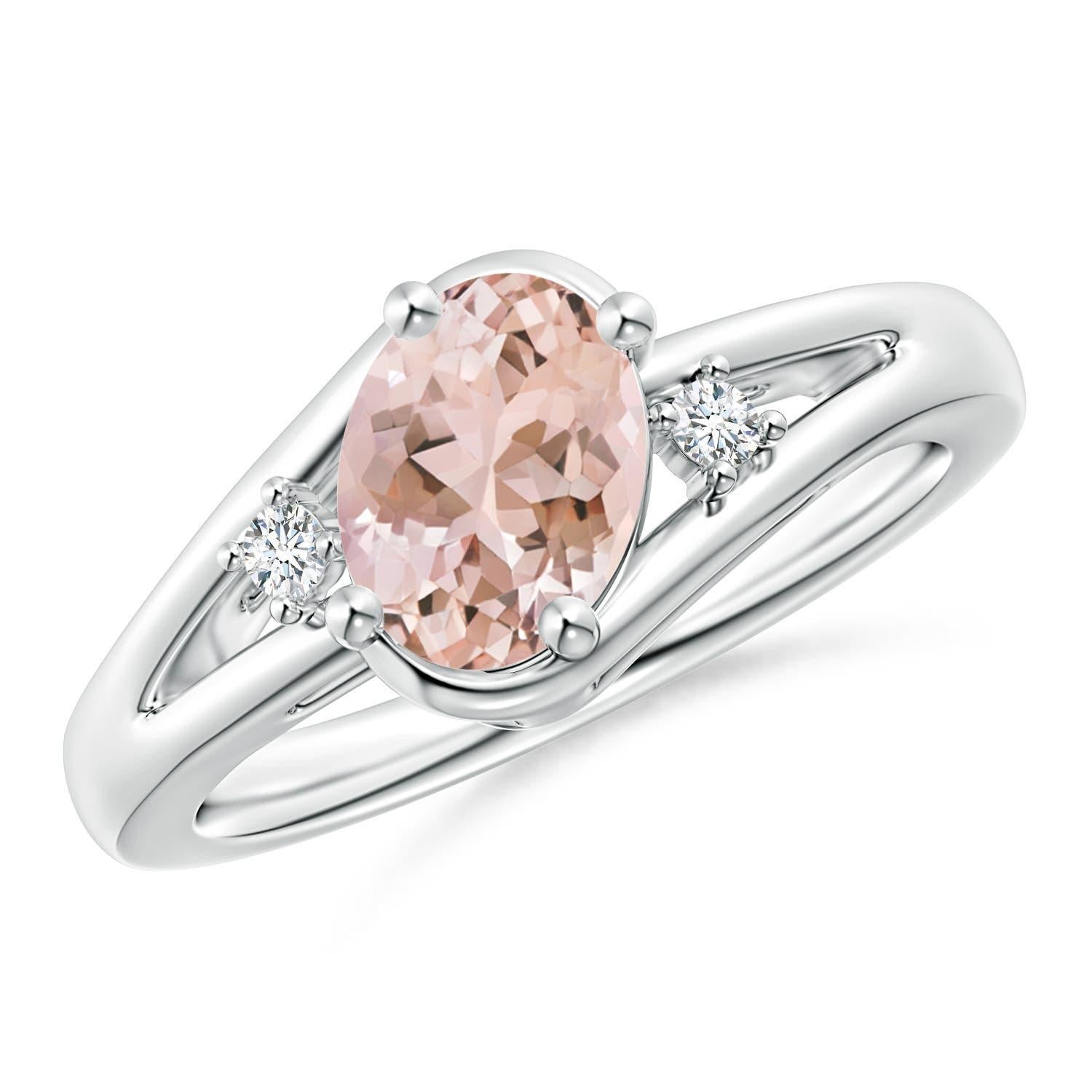 Angara natürlichen Prong-Set 1,1 ct Morganit und Diamant-Ring in 14K massivem Gold Damen im Angebot