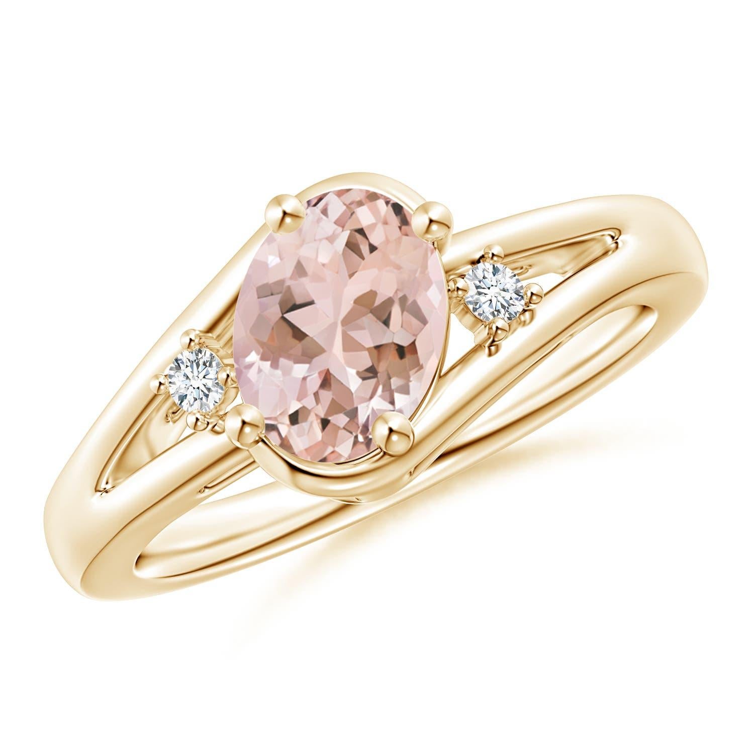 Angara natürlichen Prong-Set 1,1 ct Morganit und Diamant-Ring in 14K massivem Gold im Angebot 1