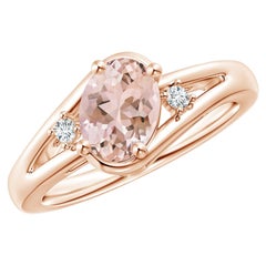 Angara natürlichen Prong-Set 1,1 ct Morganit und Diamant-Ring in 14K massivem Gold