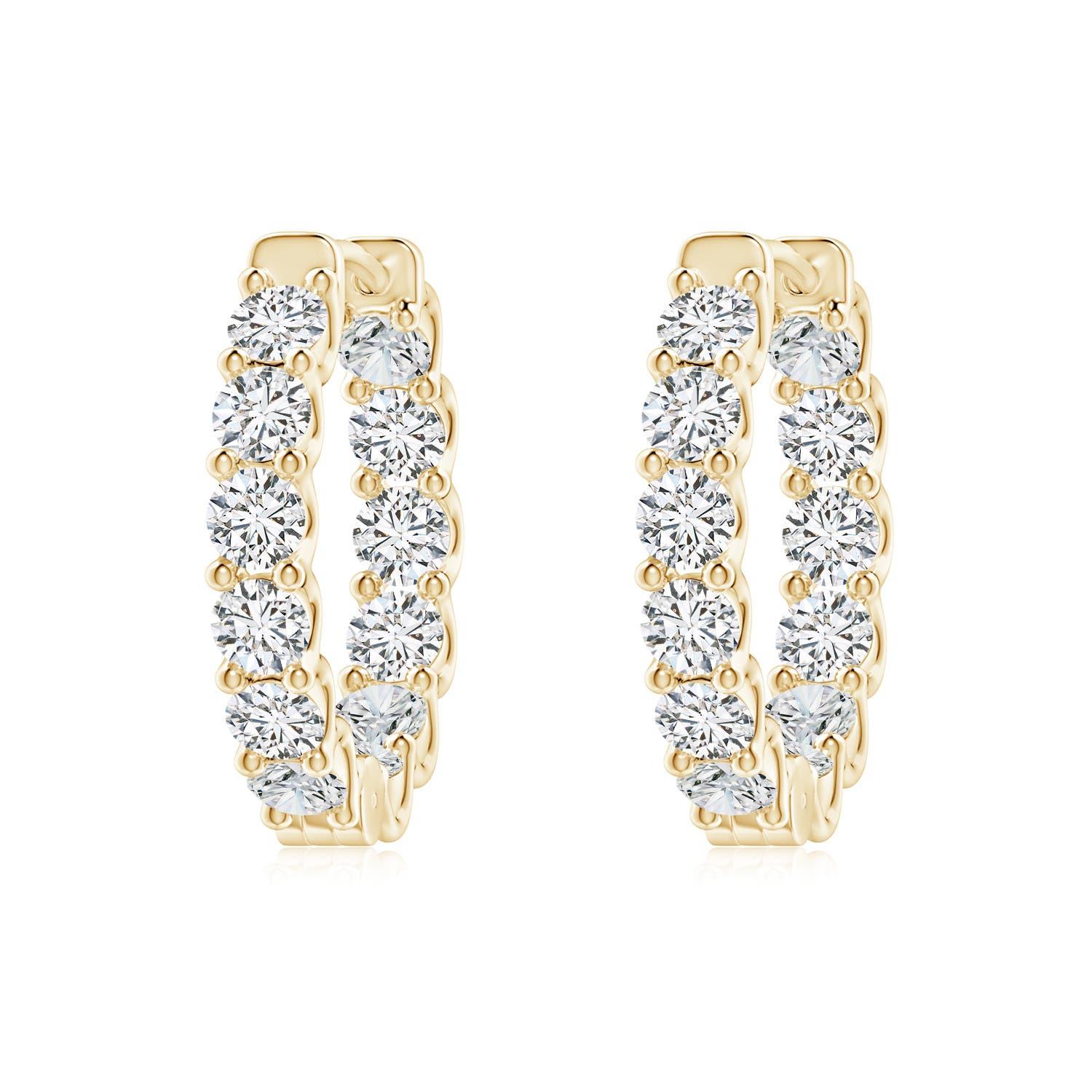 Angara - Boucles d'oreilles clips à charnière en or 14 carats avec diamant naturel de 1,66 ct serti clos en vente 2