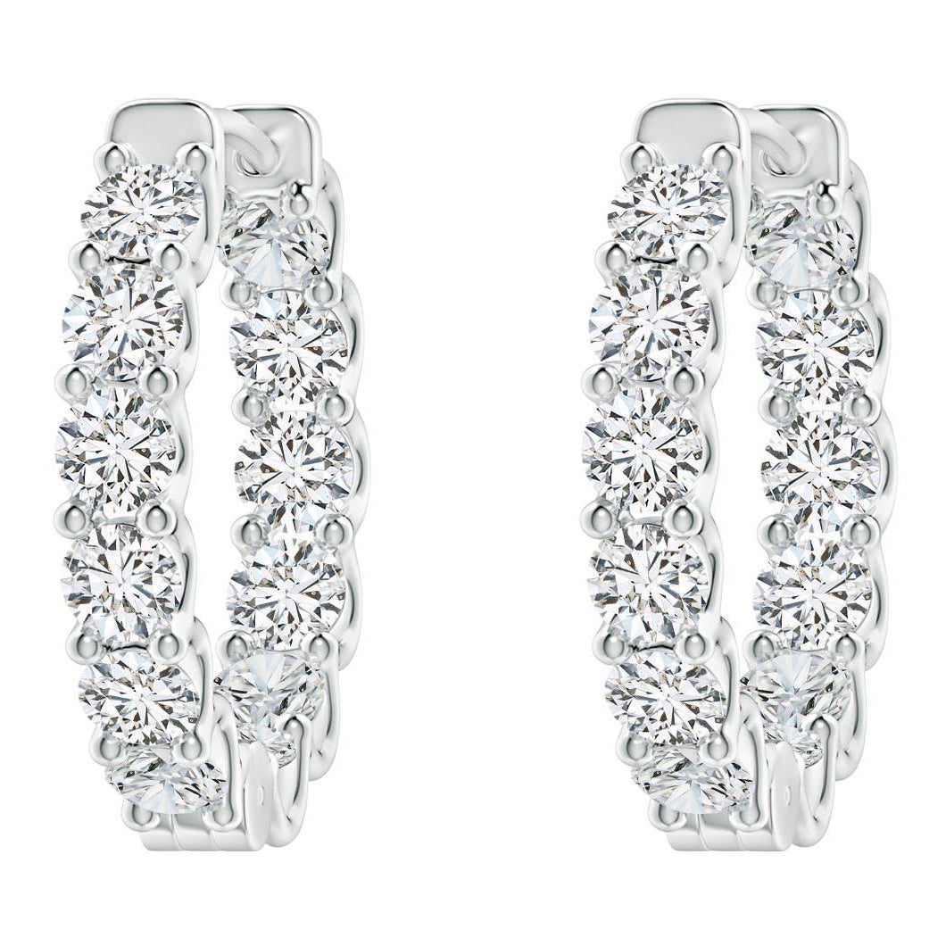 Angara - Boucles d
oreilles clips à charnière en or 14 carats avec diamant naturel de 1,66 ct serti clos