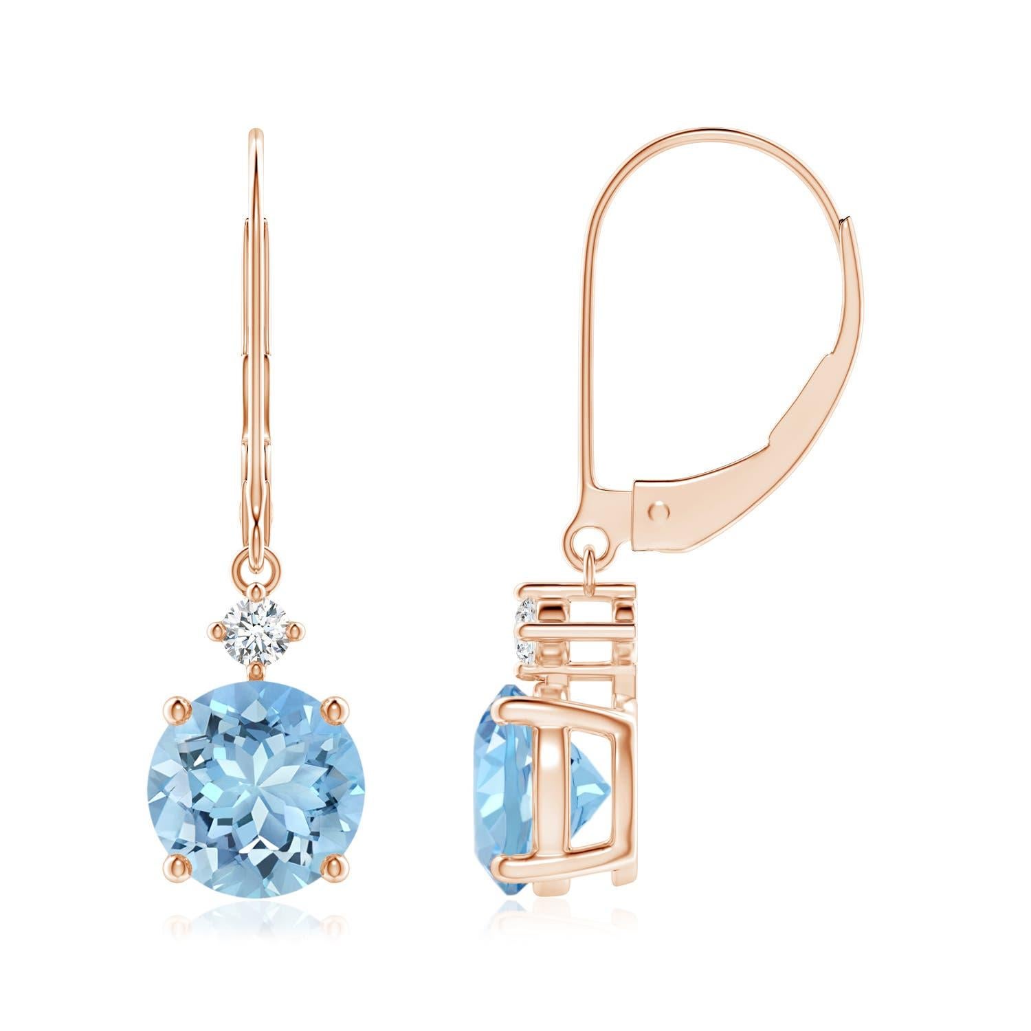 Angara Natural Prong-Set 2,24ct Aquamarin Leverback Dangle-Ohrringe in 14K Gold Damen im Angebot