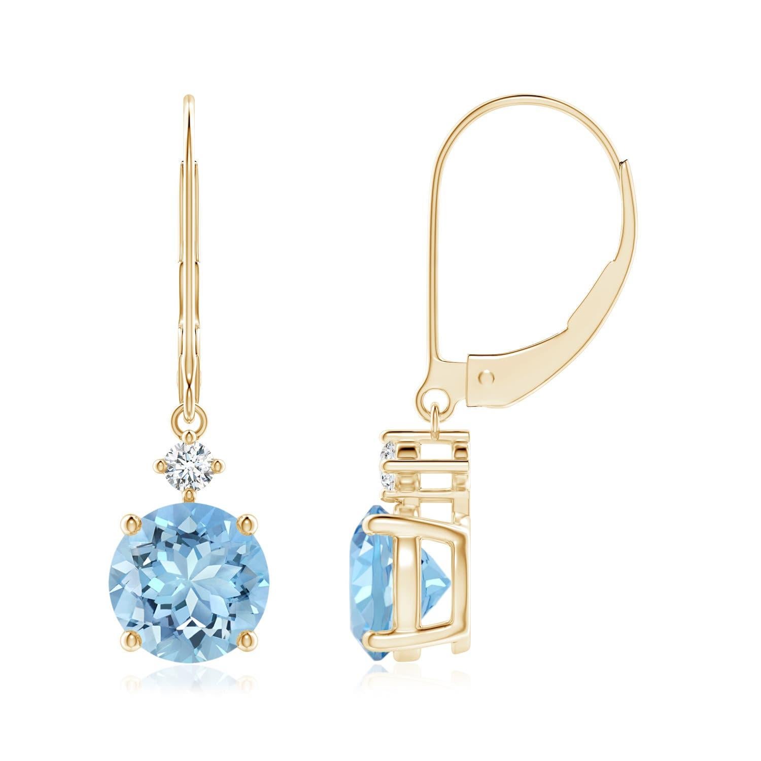 Angara Natural Prong-Set 2,24ct Aquamarin Leverback Dangle-Ohrringe in 14K Gold im Angebot 1