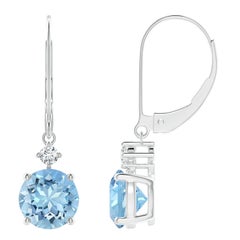 Angara Natural Prong-Set 2.24ct Aquamarine Leverback Dangle Earrings in 14K Gold