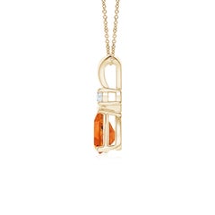 Angara Natural Prong-Set Citrine Teardrop Pendant with Diamond in 14K Solid Gold