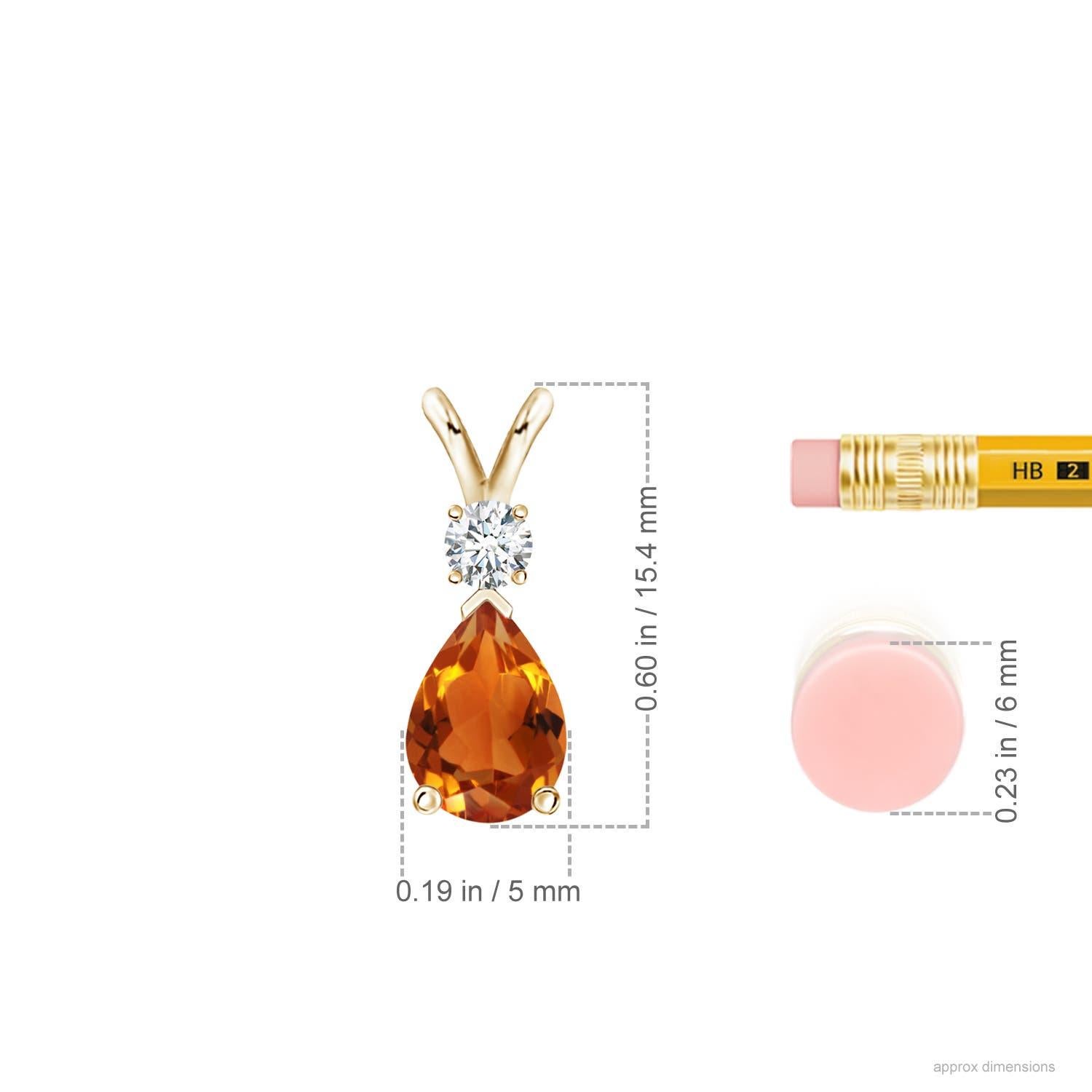Angara Natural Prong-Set Citrine Teardrop Pendant with Diamond in 14K Solid Gold In New Condition For Sale In Los Angeles, CA