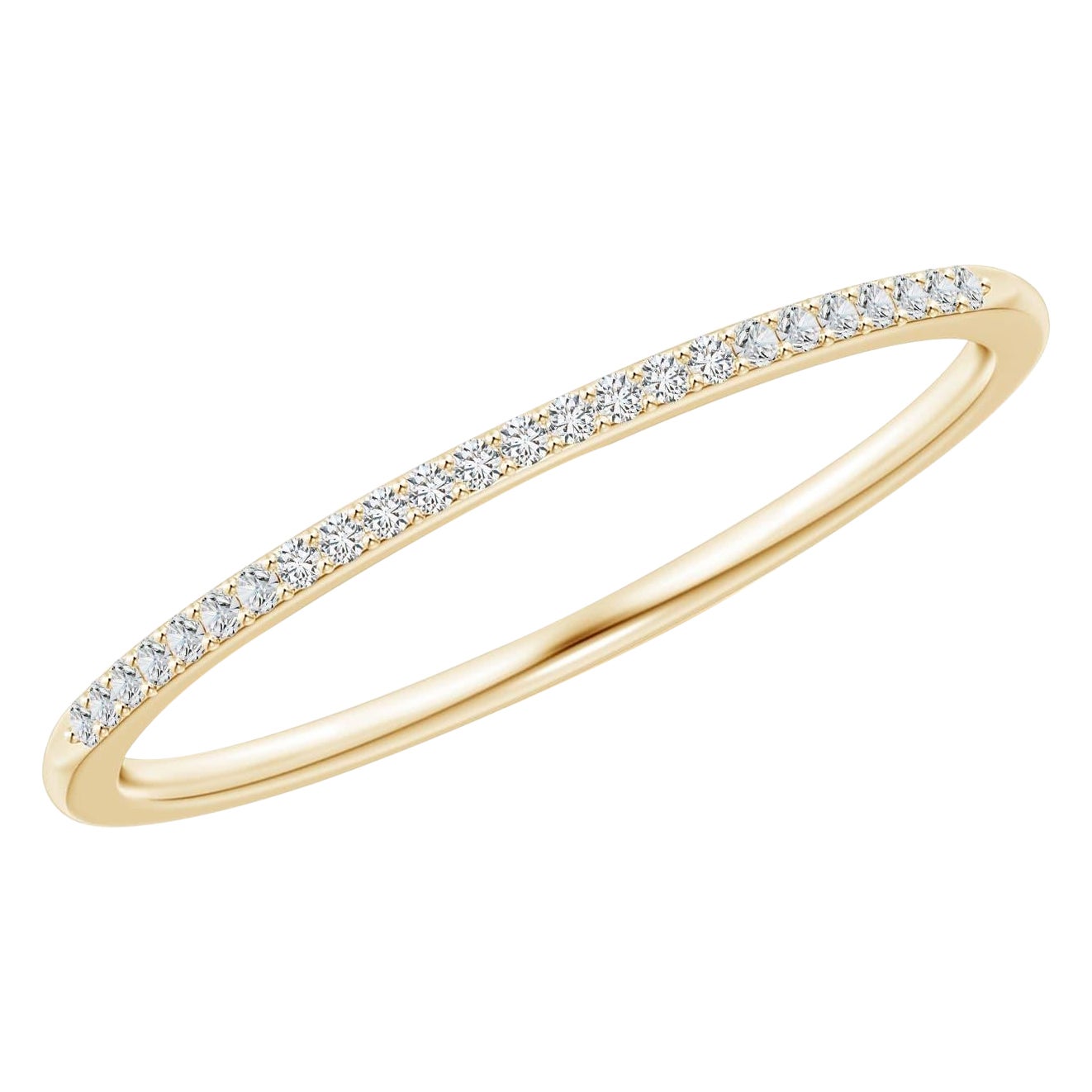 Anneau de mariage Angara en or massif 14K avec diamants classiques sertis à l'aiguille et de couleur naturelle