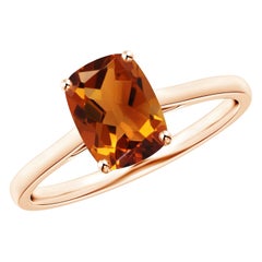 Anello solitario con citrino naturale di Angara con incastonatura a fiore da 1,35 carati in oro massiccio 14 carati
