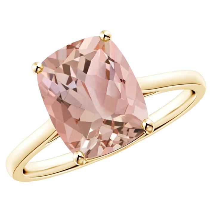 Im Angebot: Angara natürlichen Prong-Set Kissen Morganit Solitär Ring in 14K massivem Gold ()