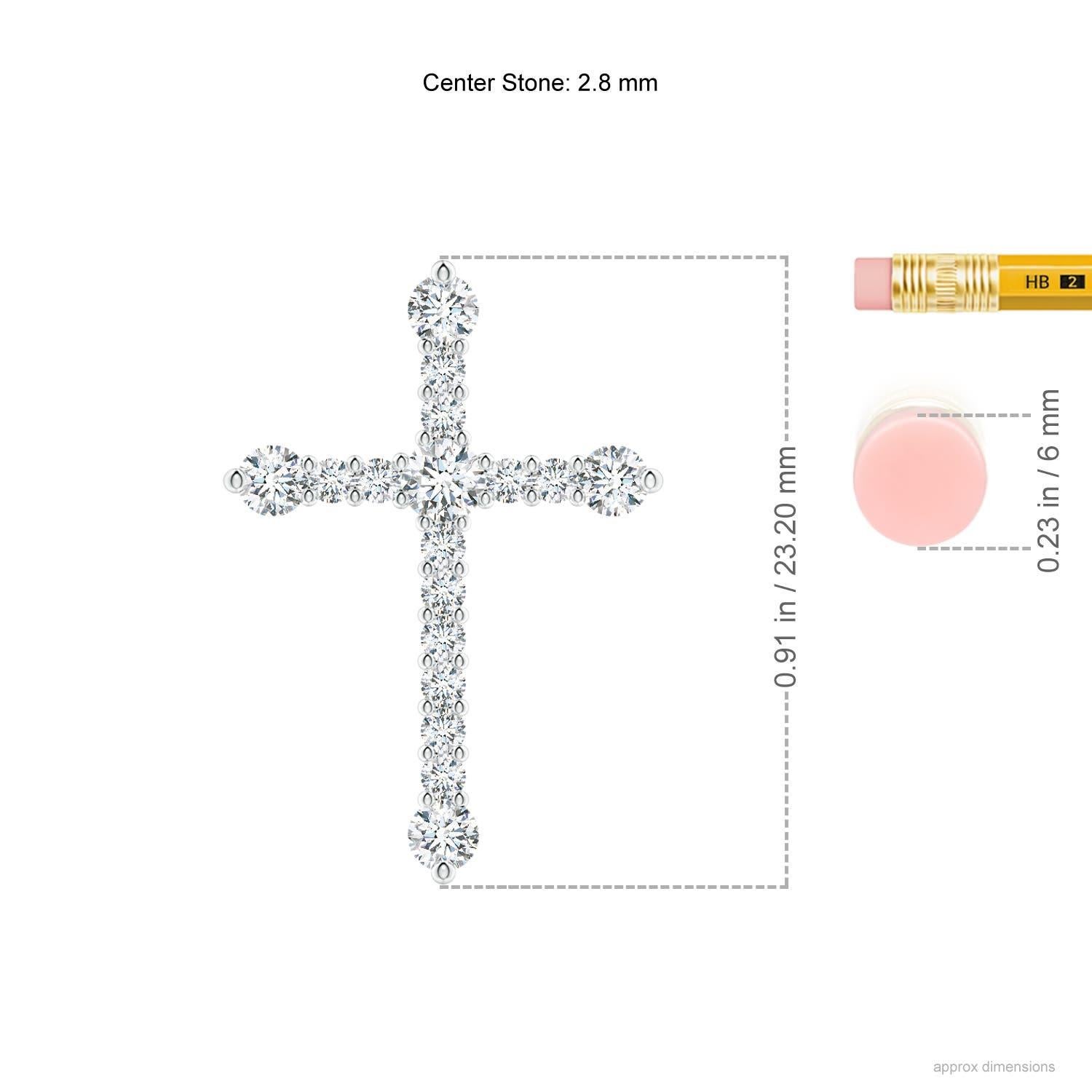 Round Cut Angara Natural Prong-Set Diamond Budded Cross Pendant in 14K Solid Gold For Sale