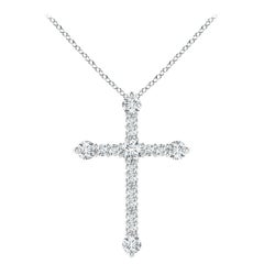 Colgante de Cruz en Brote con Diamante Natural Engastado Angara en Oro Macizo de 14 K
