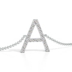 Angara Natural Prong-Set Diamond Capital "A" Initial Bracelet in 14K Solid Gold