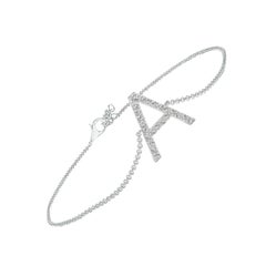 Bracciale Angara con diamanti naturali incastonati e iniziale maiuscola "A" in oro massiccio 14 carati