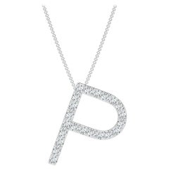 Angara Natural Prong-Set Diamond Capital "P" Initial Pendant in 14K Solid Gold