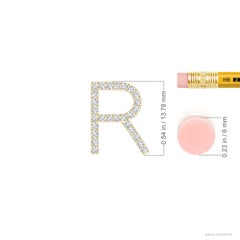 Angara Natural Prong-Set Diamond Capital "R" Initial Pendant in 14K Solid Gold