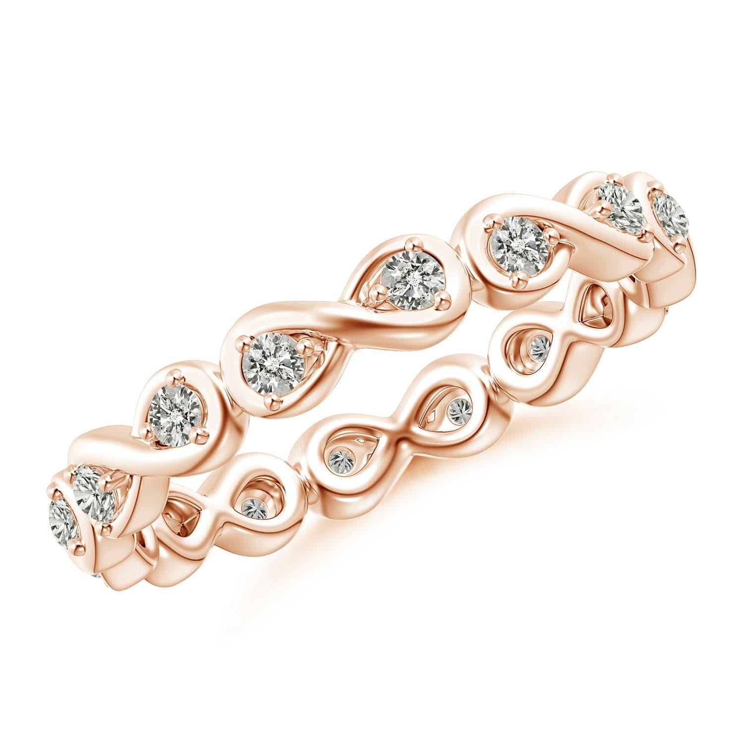 Angara Natural Prong Set Diamant Infinity Knot Ehering in 14K massivem Gold im Angebot 3