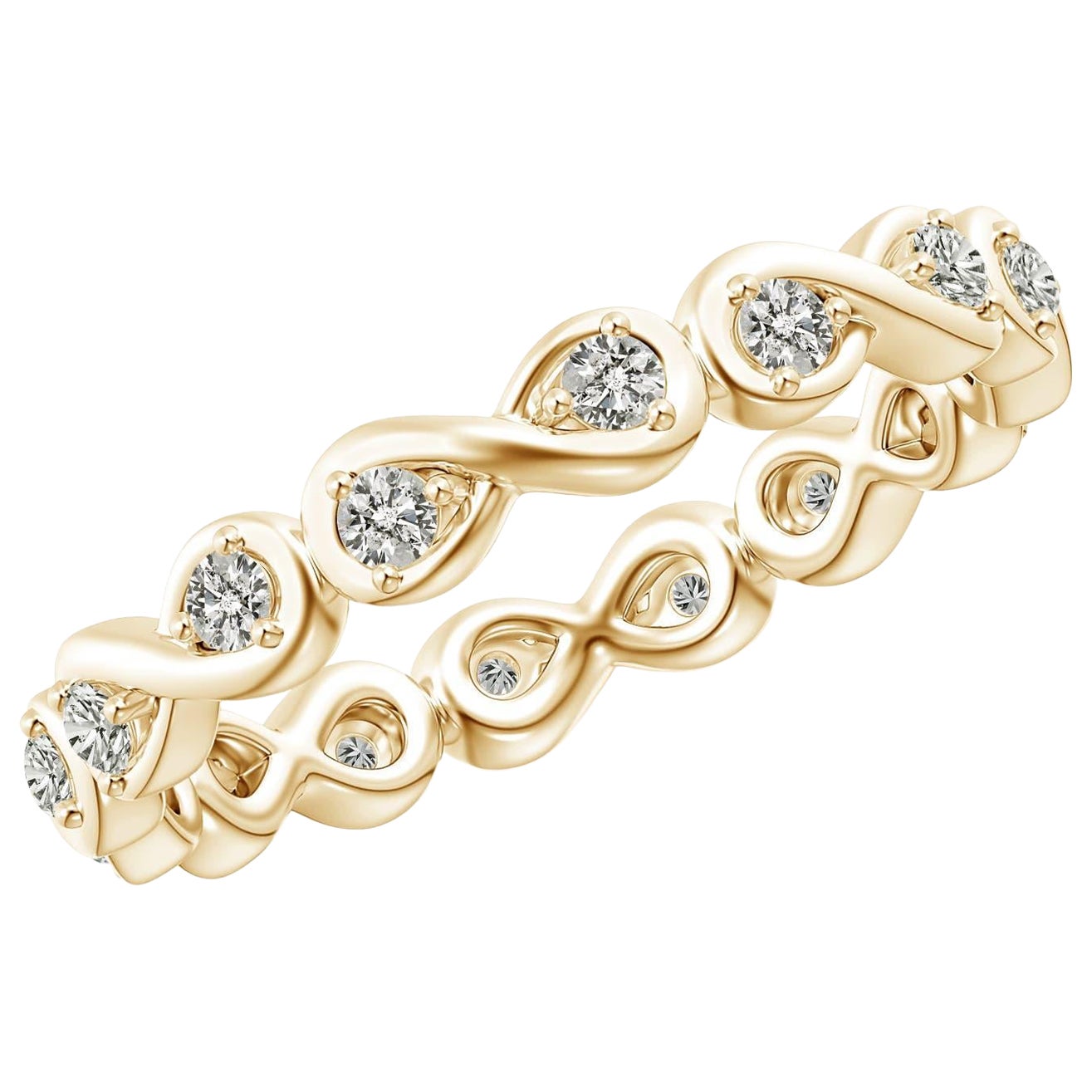 Angara Natural Prong Set Diamant Infinity Knot Ehering in 14K massivem Gold
