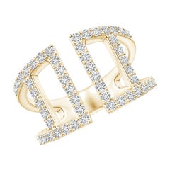 Anello da polso aperto con diamanti naturali incastonati di Angara in oro massiccio 14K per donna