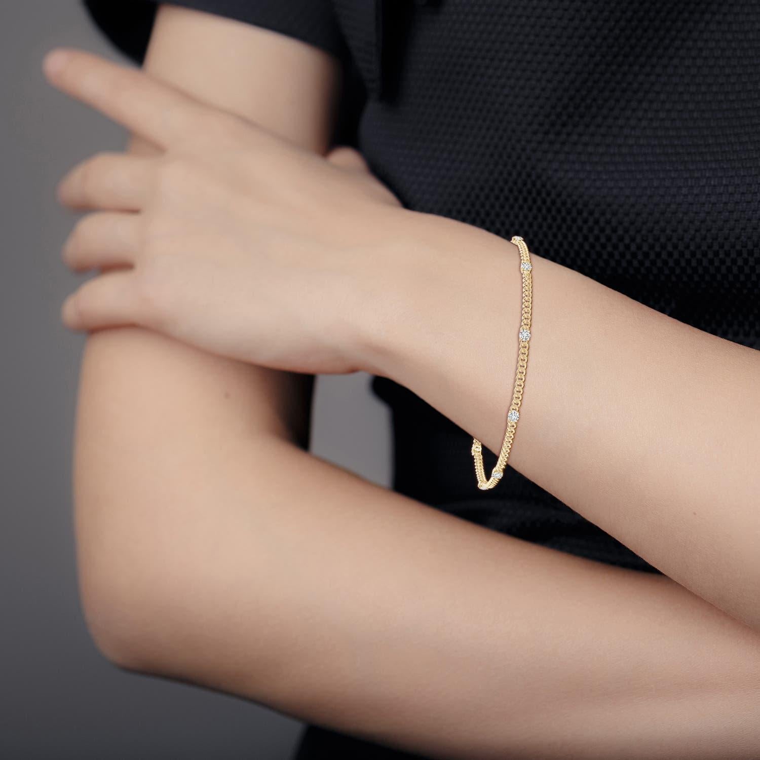 Pulsera de diamantes naturales engastados Angara en oro macizo de 14 quilates para mujer en Nuevo estado para la venta en Los Angeles, CA