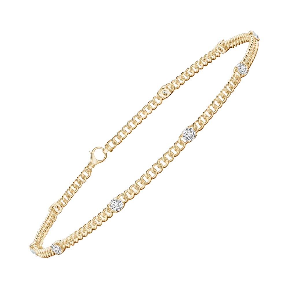 Pulsera de diamantes naturales engastados Angara en oro macizo de 14 quilates para mujer en venta